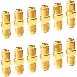 imageHQMPC Brass Fitting Gas Connector Gas Adapter Union Brass Tube Coupler Pipe Flare Fitting 38quot FlareX38quot Flare 6Pcs12