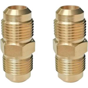 imageHQMPC Brass Fitting Gas Connector Gas Adapter Union Brass Tube Coupler Pipe Flare Fitting 38quot FlareX38quot Flare 6Pcs2