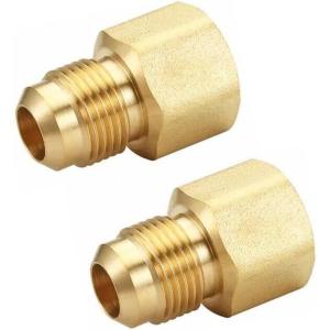 imageHQMPC Brass Flare Adapter Air Hose Fitting Brass Tube Fitting Coupling 38quotFlare12quotNPT 6Pcs2