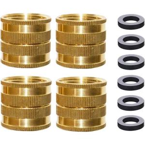 imageHQMPC Brass Garden Hose Connectors Double Female Swivel Hose Connectors Garden Hose Adapters 34 Inch GHT Brass Connector 4 Pieces4 SETS WIVEL