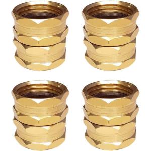 imageHQMPC Brass Garden Hose Connectors Double Female Swivel Hose Connectors Garden Hose Adapters 34 Inch GHT Brass Connector 4 PiecesHEX 4 SETS