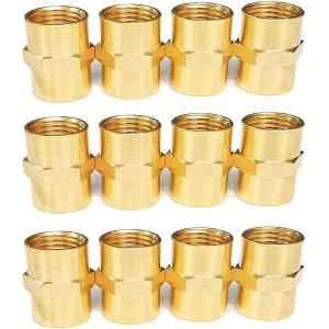 imageHQMPC Brass Pipe Fitting Air Hose Fitting Coupling Hex Female Coupling Gas Connecto Female Couple 12quot NPT 6Pcs12
