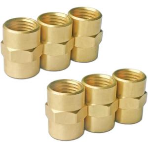 imageHQMPC Brass Pipe Fitting Air Hose Fitting Coupling Hex Female Coupling Gas Connecto Female Couple 12quot NPT 6Pcs6