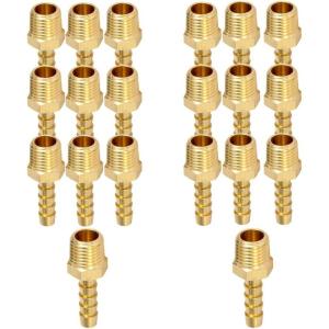 imageHQMPC Brass Pipe Fitting Brass Barb Hose Connectors 14quotHose Barb X14quot NPT 12Pcs20