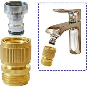 imageHQMPC Faucet To Hose Adapter Kitchen Snap Coupling Adapter Washing Machine Quick Connect Dishwasher Snap Coupling AdapterChrome Nipple Male 151627 or female 556427 To Male 34quot GHT Quick Coupler