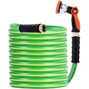 imageHQMPC Garden Hose Garden Water Hose 58quotID 30 ft Durable PVC Non Kinking Heavy Water Hose with Brass Hose Fittings 58quotIDx3030 FEET50 Feet