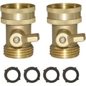 imageHQMPC Garden Hose Shut Off Valve Ball Valve 34quot GHT Water Hose Shut Turn Off Valve Heavy Duty Hose On Off Valve Brass Shut Off Valve Hose Ball Valve 1Pc Long HandleT Valve 2Sets