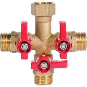 imageHQMPC Garden Hose Splitter Brass Hose Splitter With Stainless Steel Long Handle Brass Y Valve Water Garden Hose Adapter 3 Way Y Valve 34quot GHT Thread Red Handle