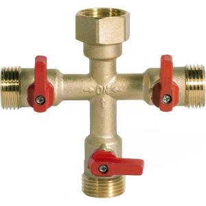 imageHQMPC Hose Splitter  HeavyDuty Brass Garden Faucet Connector Garden Hose Splitter 4 Way 34quot GHT Thread Red Handle3 Way Hose Splitter