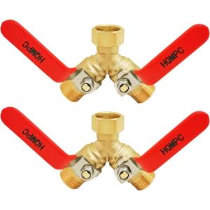 imageHQMPC Hose Splitter 2 Way Brass Y Valve 34quot GHT Thread Extra 4 Pressure WashersBig Splitter 2Pcs