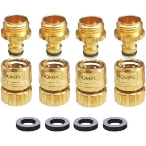 imageHQMPC No Pb Garden Hose Quick Connect Brass Hose Quick Connect Hose Quick Connect Fittings Water Hose Connectors 34quot GHT 2 SETSLead Free 4SETS