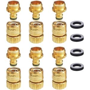 imageHQMPC No Pb Garden Hose Quick Connect Brass Hose Quick Connect Hose Quick Connect Fittings Water Hose Connectors 34quot GHT 2 SETSLead Free 6SETS