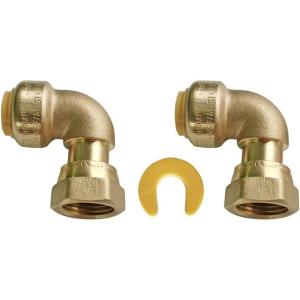 imageHQMPC Push Elbow Coupling with Union 34quotX34quot 2Pcs PushtoConnect Plumbing Fittings Brass Pipe Connector Fittings for Copper PEX CPVC2