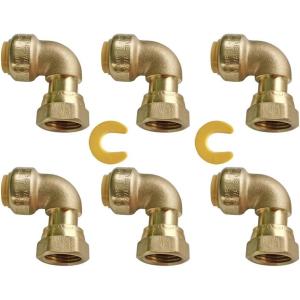 imageHQMPC Push Elbow Coupling with Union 34quotX34quot 2Pcs PushtoConnect Plumbing Fittings Brass Pipe Connector Fittings for Copper PEX CPVC6