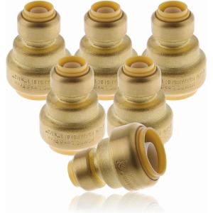 imageHQMPC Push Fit PEX Fittings Straight Coupling 12quotx1 PushtoConnect Copper CPVC No lead Brass Plumbing Fittings 6PCS 12quotx1quot6