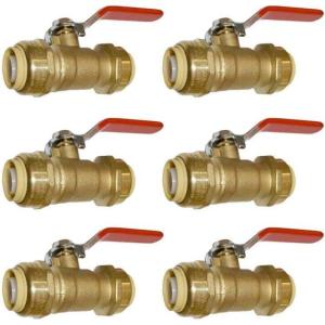 imageHQMPC PushFit Full Port Ball Valves Pex Push Ball Valve Water Shut Off Valve Plubing Pex Push In Ball Valves PushtoConnect PEX Copper CPVC 34quotx34quot 6 Pack
