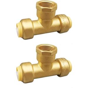 imagePex Fittings Tee Female 12quot Push Fit Female Plumbing Tee No Lead PushtoConnect Plumbing Fittings Brass Pipe Connector T Fitting for Copper PEX CPVC 2Pcs2