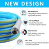 imageHQMPC Hose Garden Hose With 58 in x 50 ft Water Hose Heavy Duty Durable Material Water Hose with Solid Fittings BLUE20 FEET WITH NOZZLE