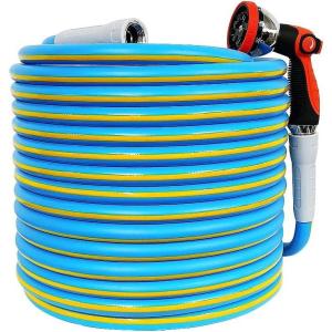 imageHQMPC Hose Garden Hose With 58 in x 50 ft Water Hose Heavy Duty Durable Material Water Hose with Solid Fittings BLUE50 Feet